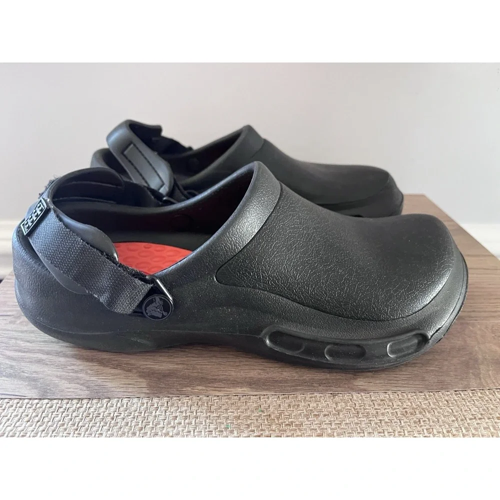 Crocs Bistro LiteRide Work Clogs Black Slip Resistant Shoes Mens 10 Womens 12 O1